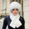 Windproof Warmth Winter Scarf and Mongolian Hat Set - Milky White Windproof Warmth Winter Scarf and Mongolian Hat Set - Milky White