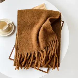 Warm Brushed Scarf for Women, Korean-Style Relaxed Feel