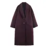 Flattering Loose Slimming Long Women’s Overcoat - Wine Red