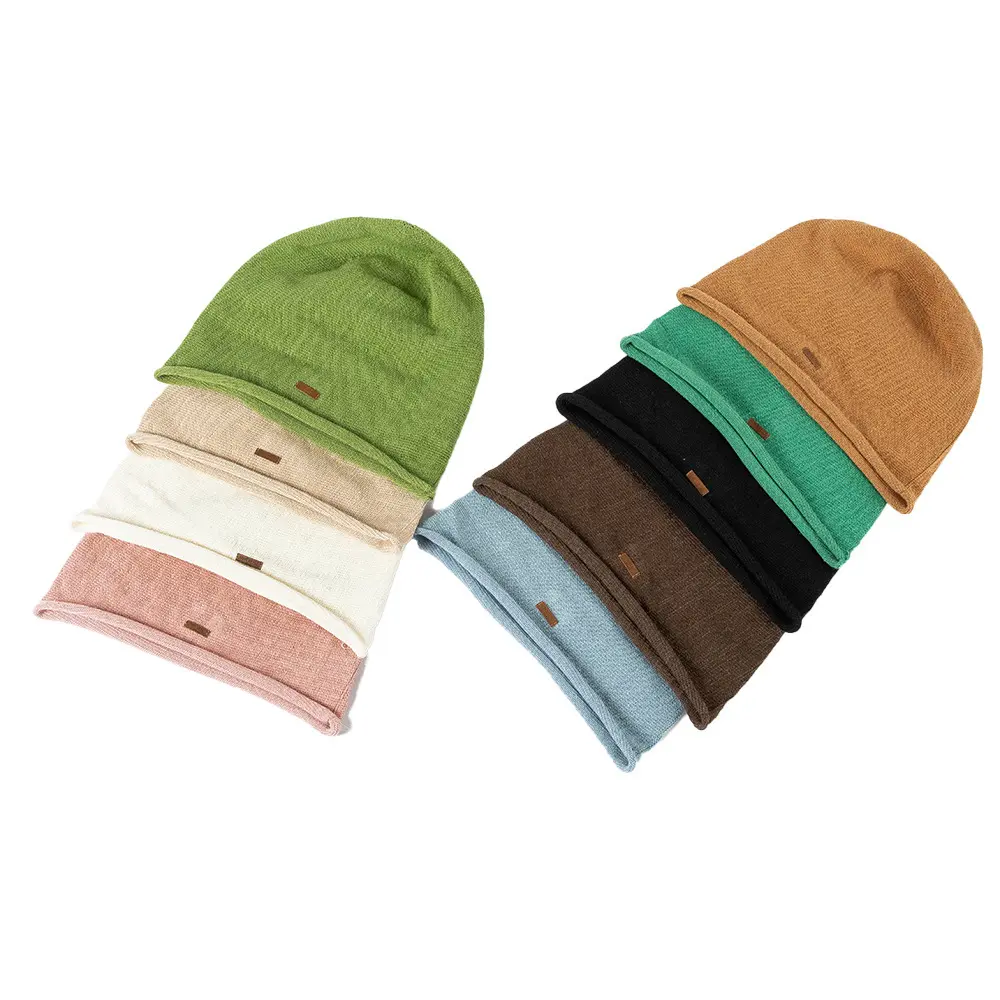 Breathable Knitted Linen Fisherman Hat With A Leather Patch Label