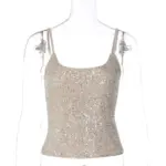 Sequined Slim-Fit Cami Top with Double Straps - Women’s