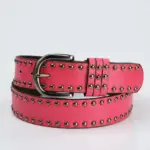 Womens Soft PU Leather Belt with Pin Buckle & Rivets 3.6 cm