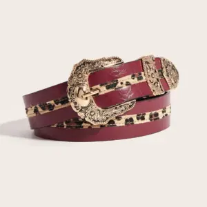 Punk-style Womens Carved-buckle Leather Belt