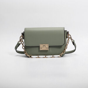 Secure Chain Crossbody Messenger Bag in PU with Lid Cover