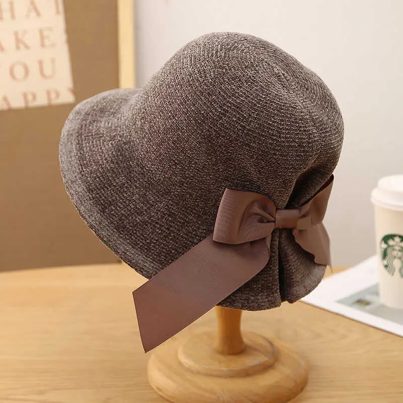 Womens Bow-Knot Fisherman Hat With Smooth Finish for Fall Womens Bow-Knot Fisherman Hat With Smooth Finish for Fall