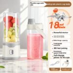 Multifunctional Rechargeable Electric USB Juicer Cup Double Cup Handheld Mixer Cup 500 ML Blending Juice Cup Outdoor