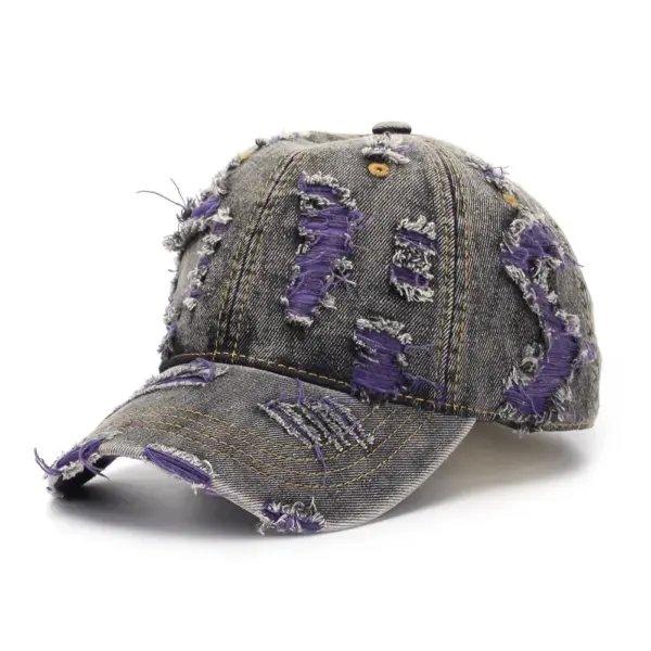 Ripped-line Letter Sun Hat Casual And Versatile