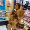 Raccoon Fur Fur Stitching For Women