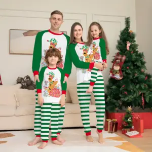 Coordinated Family Festival Pajamas Set with Long Sleeve Cotton