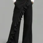 Vintage High-Waist A-Line Denim Trousers with Buttons