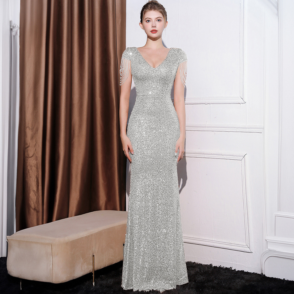 Sequined Slim Fit Slimming Long Dress Women Sequined Slim Fit Slimming Long Dress Women