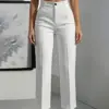 Elegant High-Waisted Drapey Straight-Leg Trousers for Women