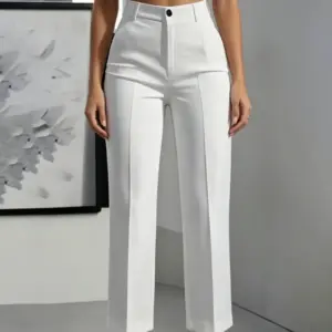 Elegant High-Waisted Drapey Straight-Leg Trousers for Women