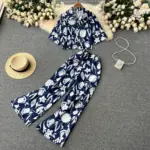 Comfort Fit Wide Leg Long Pants Two-Piece Set for Women