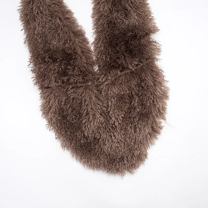 Fuzzy Collar Brown Patchwork Skirt Set for Autumn Winter Fuzzy Collar Brown Patchwork Skirt Set for Autumn Winter
