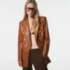 Women's Simple French Faux Leather Blazer