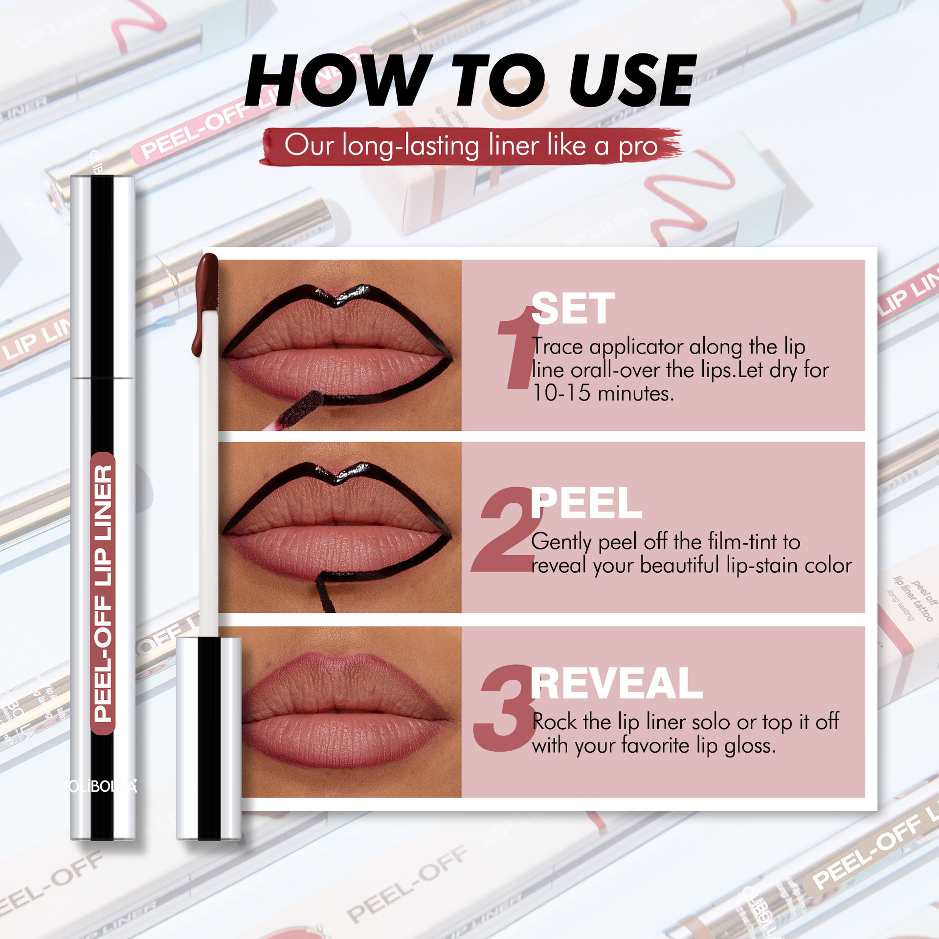 Fade-Resistant Tear-Off Lip Liner Dye-and-Peel, 3.5 ml