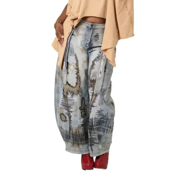 Wide-leg Boot-cut Stone-washed Jeans Wide-leg Boot-cut Stone-washed Jeans