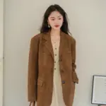 Rich Dark Brown Coffee Suede Vintage Blazer Jacket