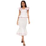 edd41558-0b1d-4247-a22d-57f0a4514e30.jpg Women's Ruffled Contrast Color Top Temperament Slim Fishtail Skirt Suit