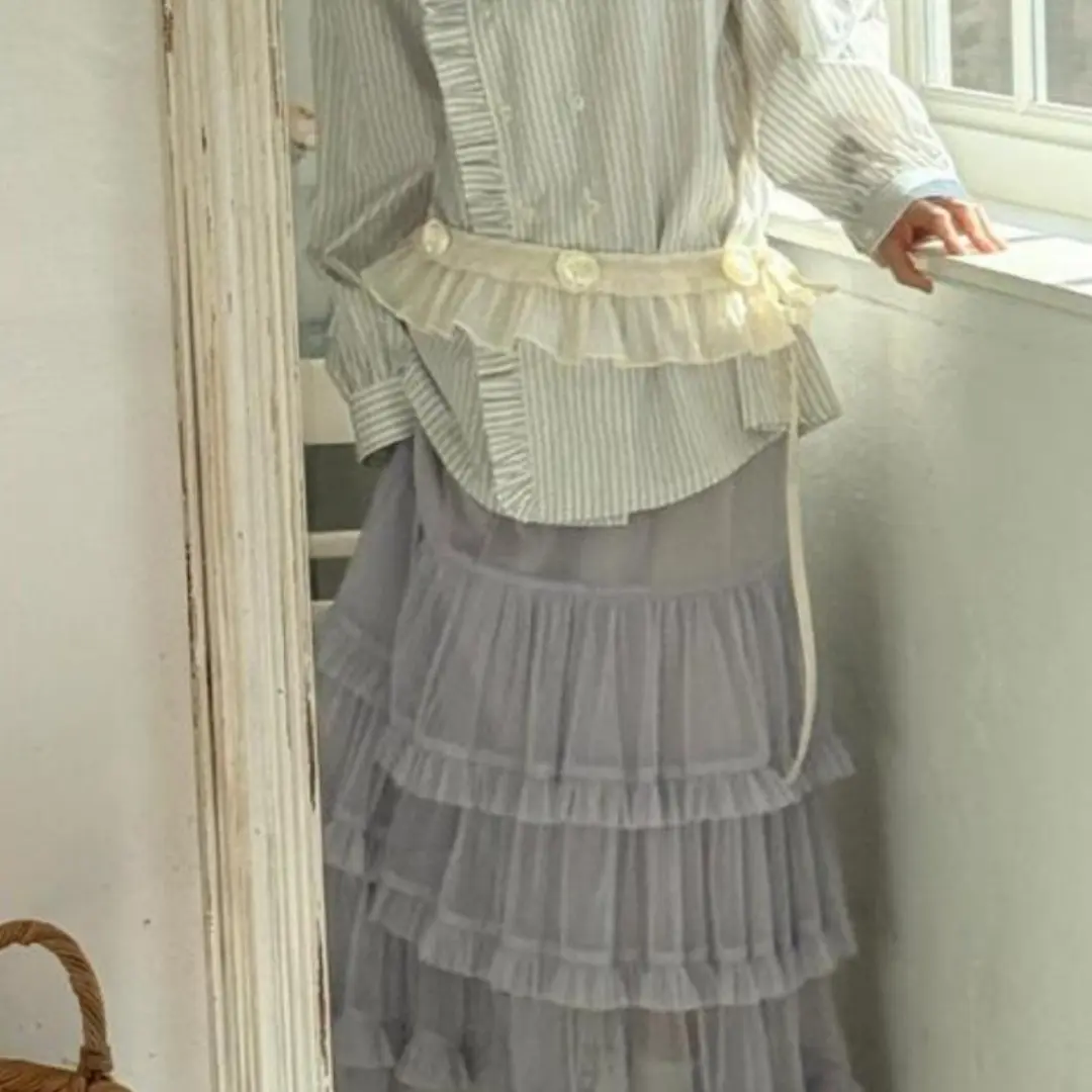 Ruffle Lace Short Belt for Women with Heavy-Duty Lacing