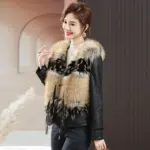 Plus Size Women’s Winter PU Leather Coat with Casual Fit