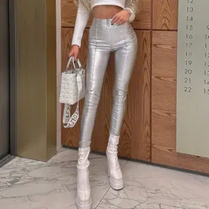 High Waist Hip Lift PU Leather-Look Trousers for Women
