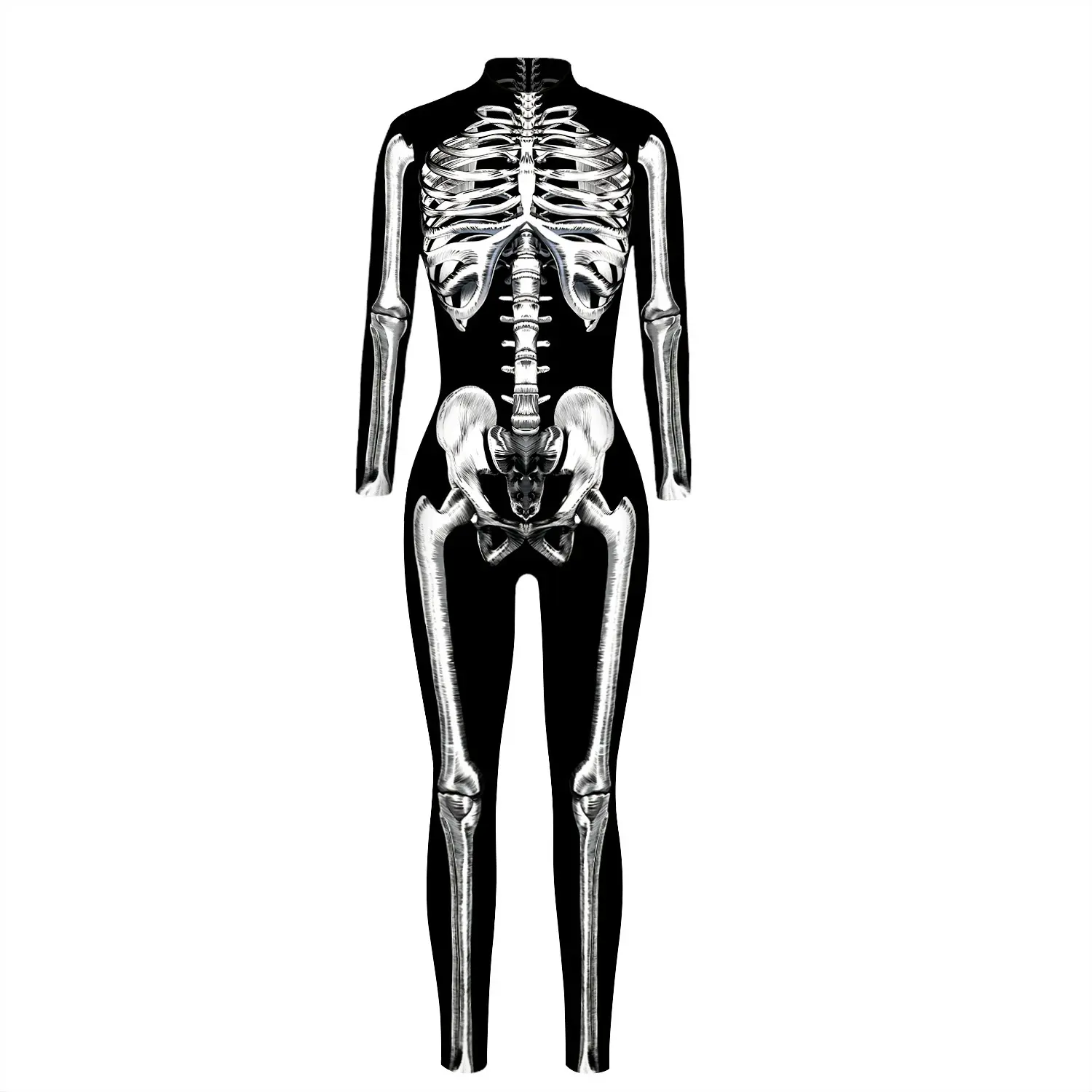 Skeleton Digital Women's Printed Wear Tight Long Sleeve Jumpsuit Skeleton Digital Women's Printed Wear Tight Long Sleeve Jumpsuit