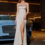 Fashion Lady Sequin Stitching Spaghetti Straps Sleeveless Dress