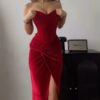 Red Velvet Tube Top Twist Dress Red Velvet Tube Top Twist Dress