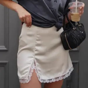 Summer SatinFlattering High Waisted Lace A Line Skirt