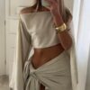 Women's Long-Sleeved Top & Strappy Skirt Set Women's Long-Sleeved Top & Strappy Skirt Set