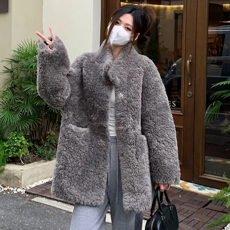 Warm Chenille Women’s Mid-Length Coat with Princess Sleeves