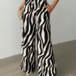 Bold Black & White Printed Wide-Leg Pants for Women