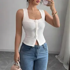 Slim Fit White Knitted Camisole Top with Micro Elasticity