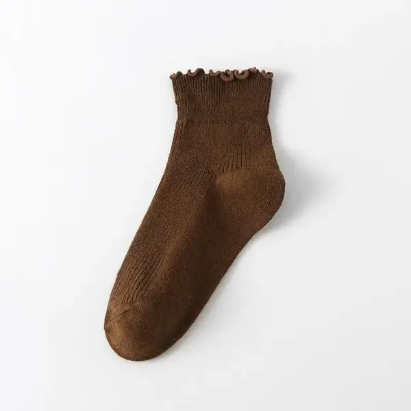 Womens Cute Pleated Ankle Socks Lightweight Cotton Socks