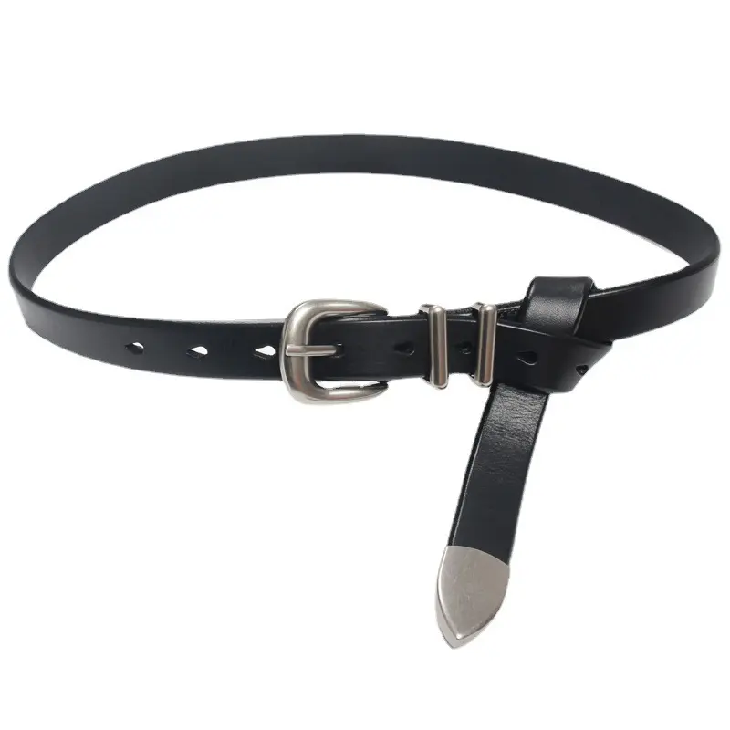 Slender Waist Effect Leather Belt for Women, Silver Buckle