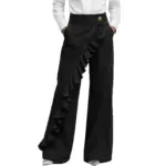 Vintage High-Waist A-Line Denim Trousers with Buttons