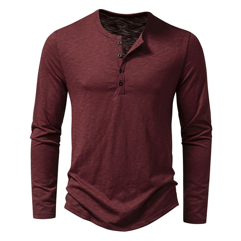 Flexible Men’s Long Sleeve T-Shirt Pullover Solid Color - Spandex