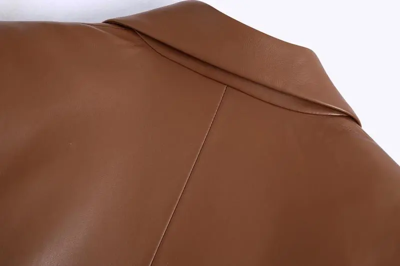 Women's Simple French Faux Leather Blazer