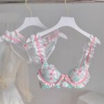 Breathable Support 3/4 Cup Lace Embroidery Lingerie Set