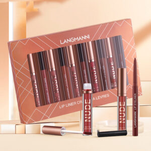 Long-Lasting Matte Lipstick & Lip Liner Set, 12 Pcs, 12 H