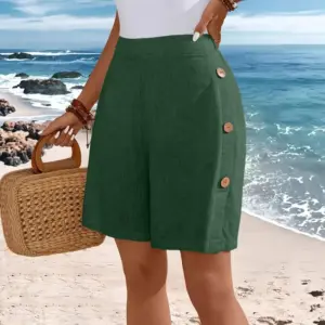 Retro Button-decorated Artistic All-match Casual Shorts