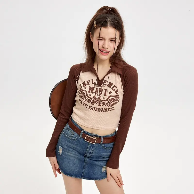 Raglan Sleeve Short Long Sleeve Top Women