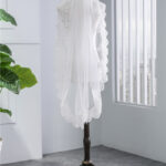 Short Veil Soft Mesh Sequined Lace White Ivory