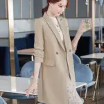 Korean-Style Blazer Trench Coat for Women, Modal Print