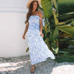 High-Waist A-Line Flower Sling Dress for Women