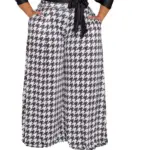Casual Houndstooth Wide-leg Pants For Women