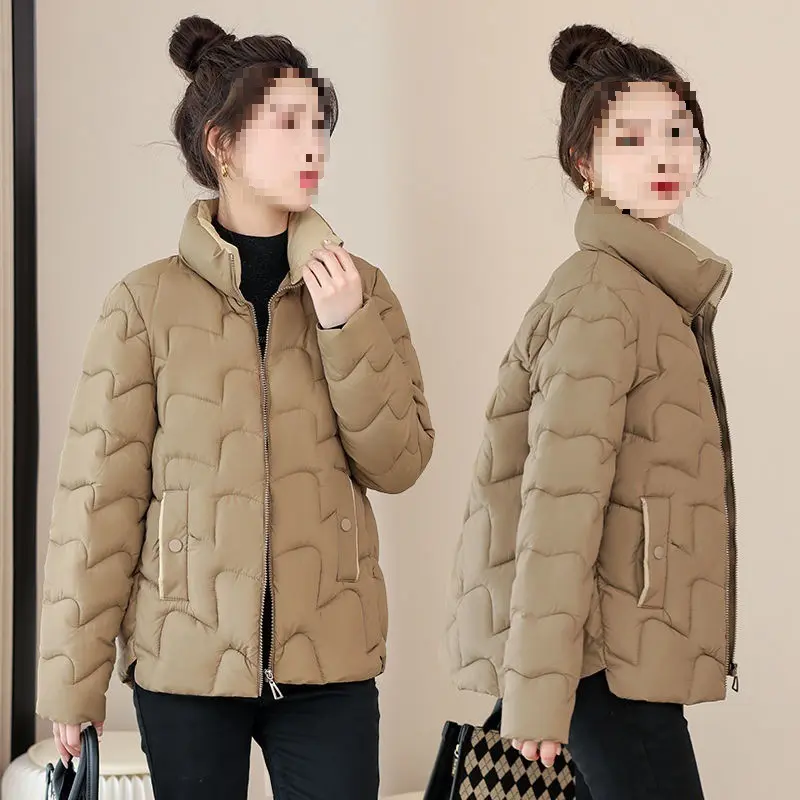 Thickened Cotton-Padded Coat for Moms, A-Line Korean Style Thickened Cotton-Padded Coat for Moms, A-Line Korean Style