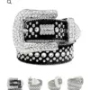 New Rhinestone Belt With Top-grain Leather Unisex